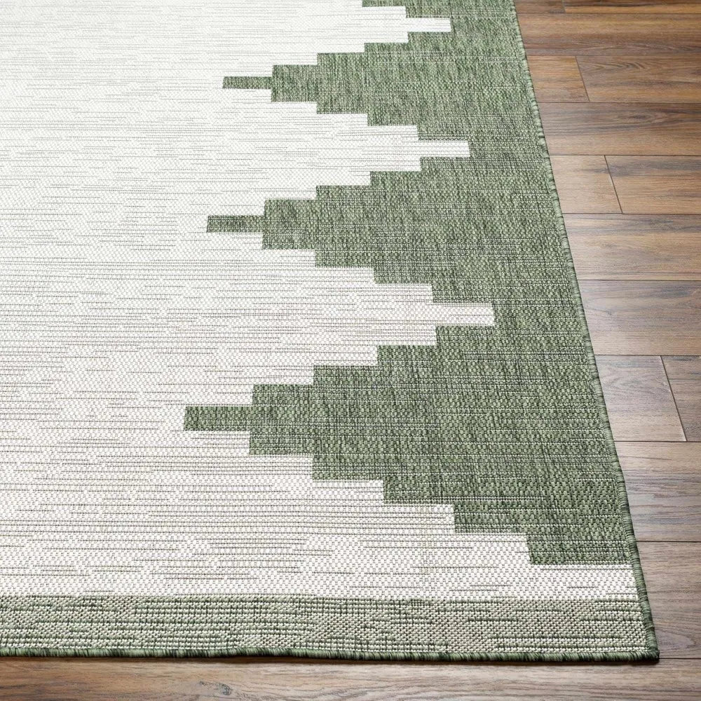 Outdoor Waterproof Geometric Green/Cream/Gray