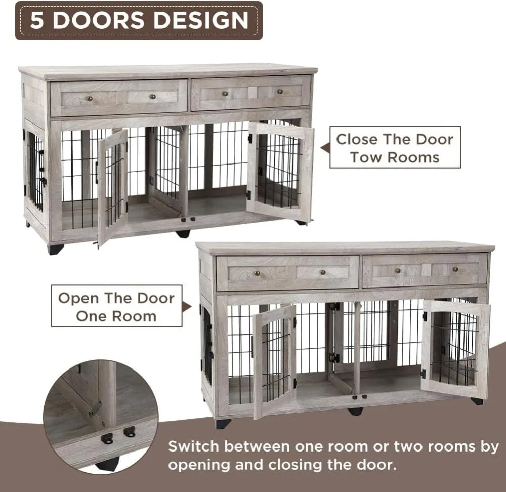 58" Large Dog Crate W/ Drawers