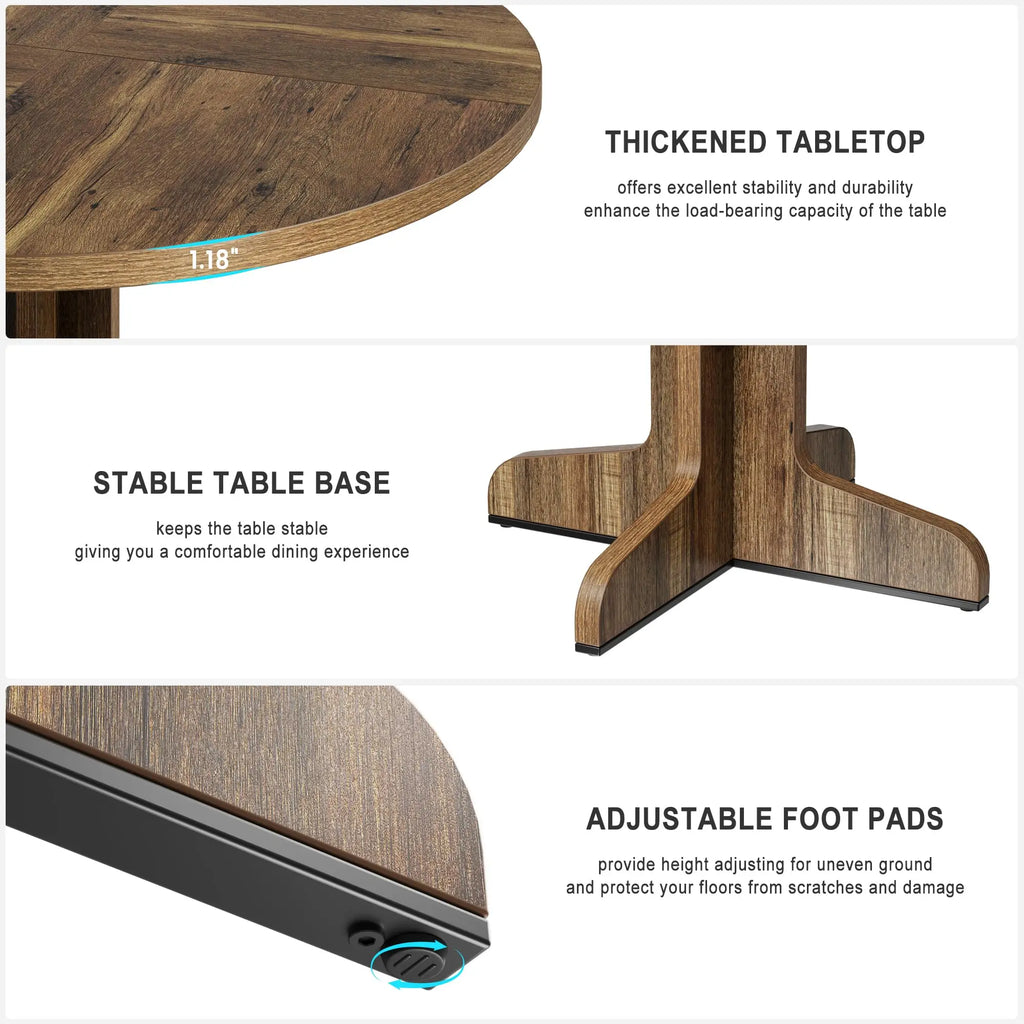 47" Round For 4 Wooden Pedestal