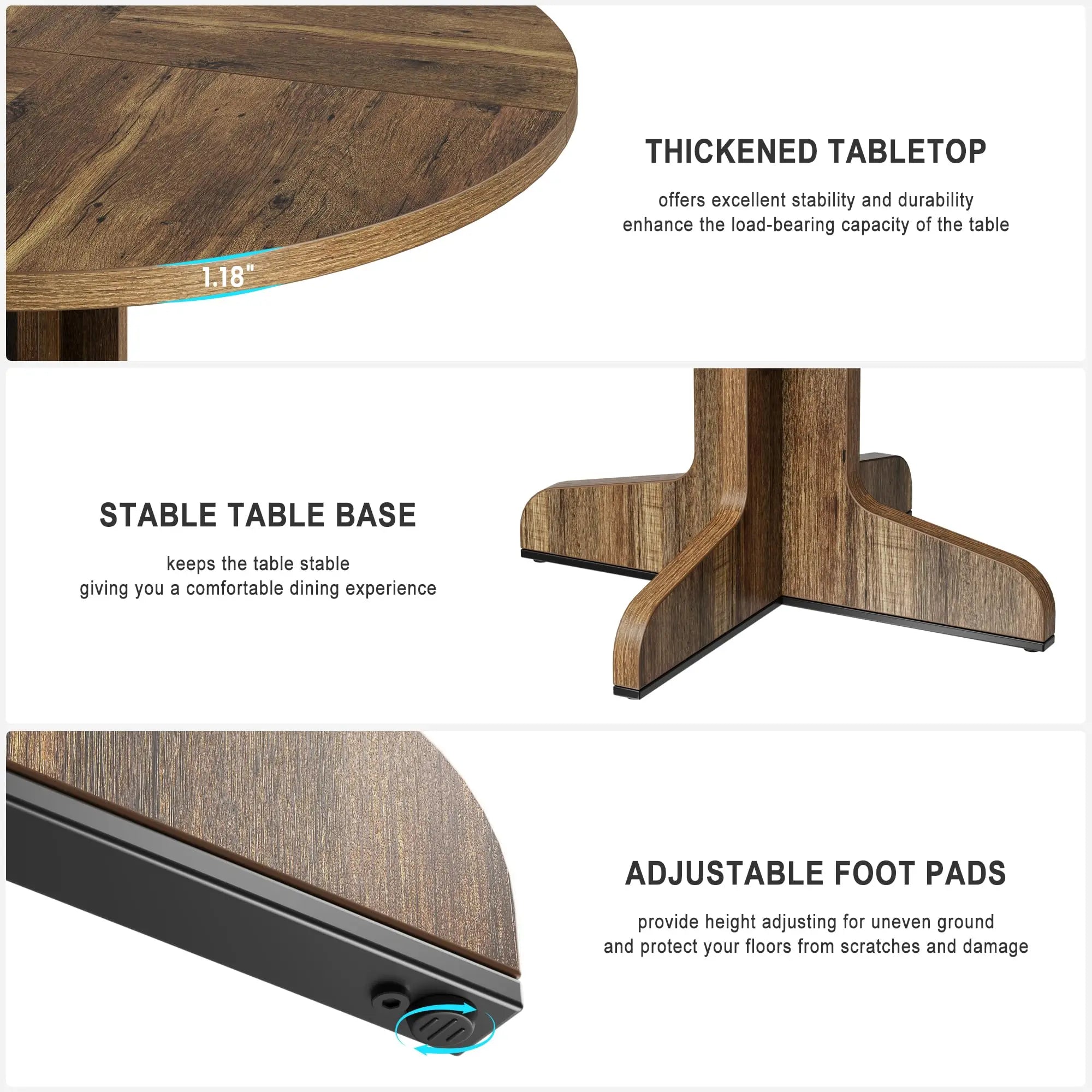 47" Round For 4 Wooden Pedestal
