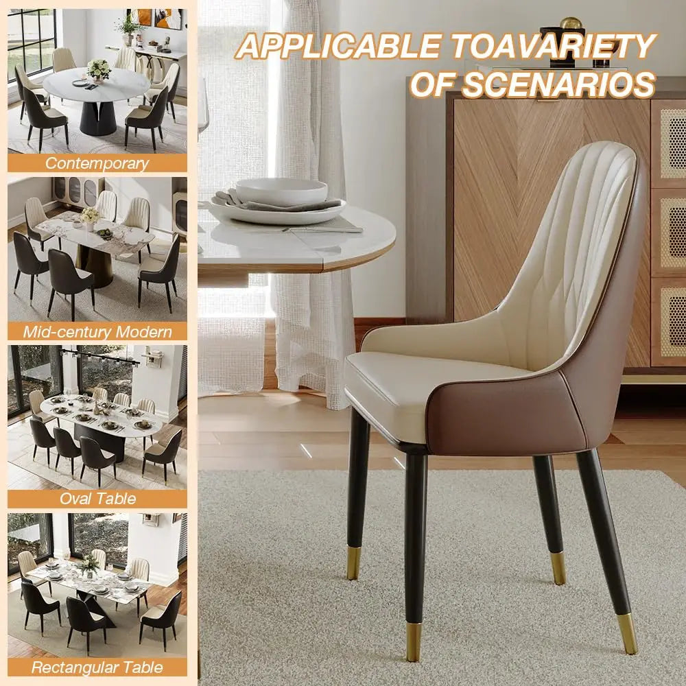 2 PU Leather Beige Wingback