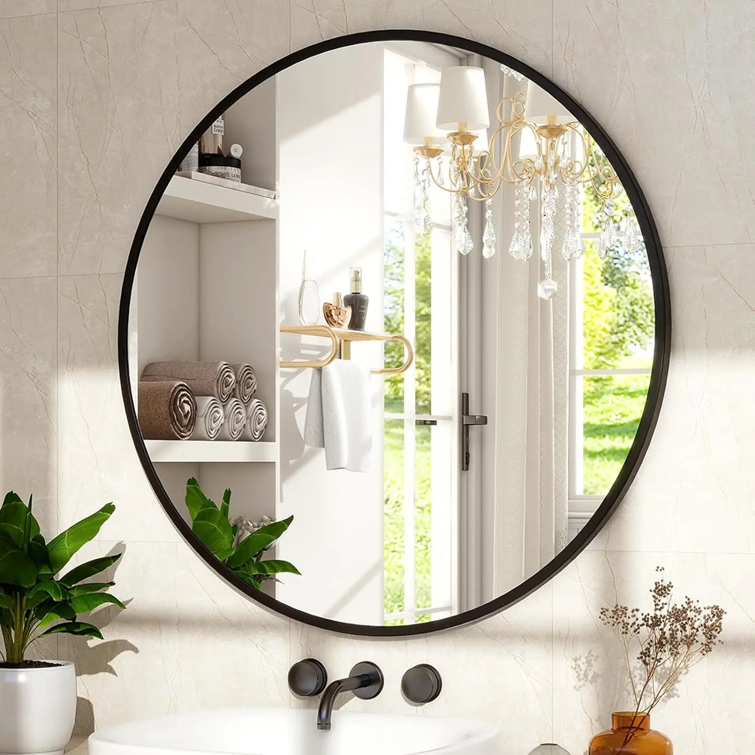 36 Inch Round Metal Wall Mirror
