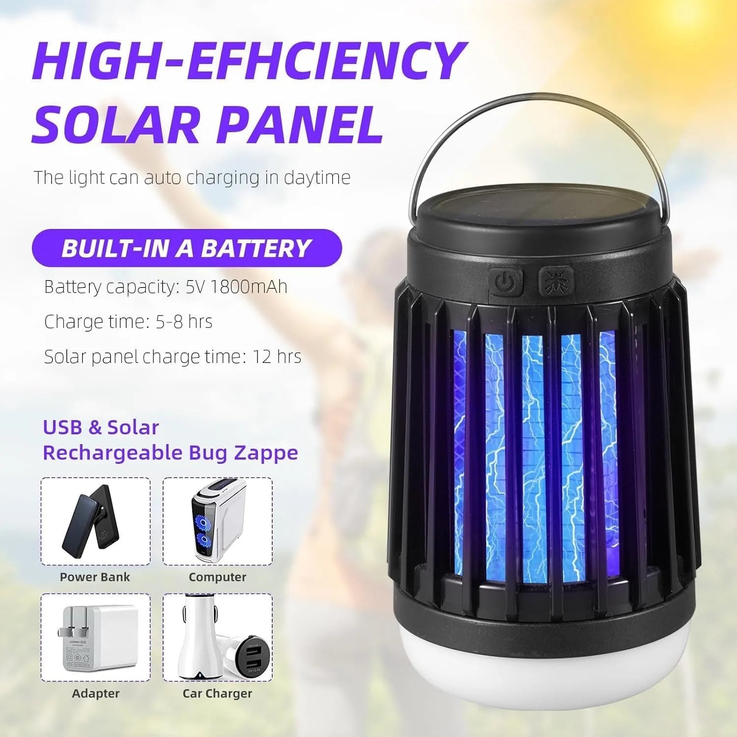 2 Cordless Mosquito Light Zapper