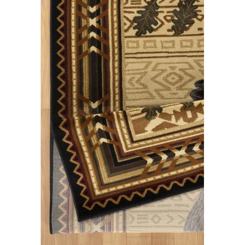 Black 7'3" x 10' 3" Lodge Area Rug