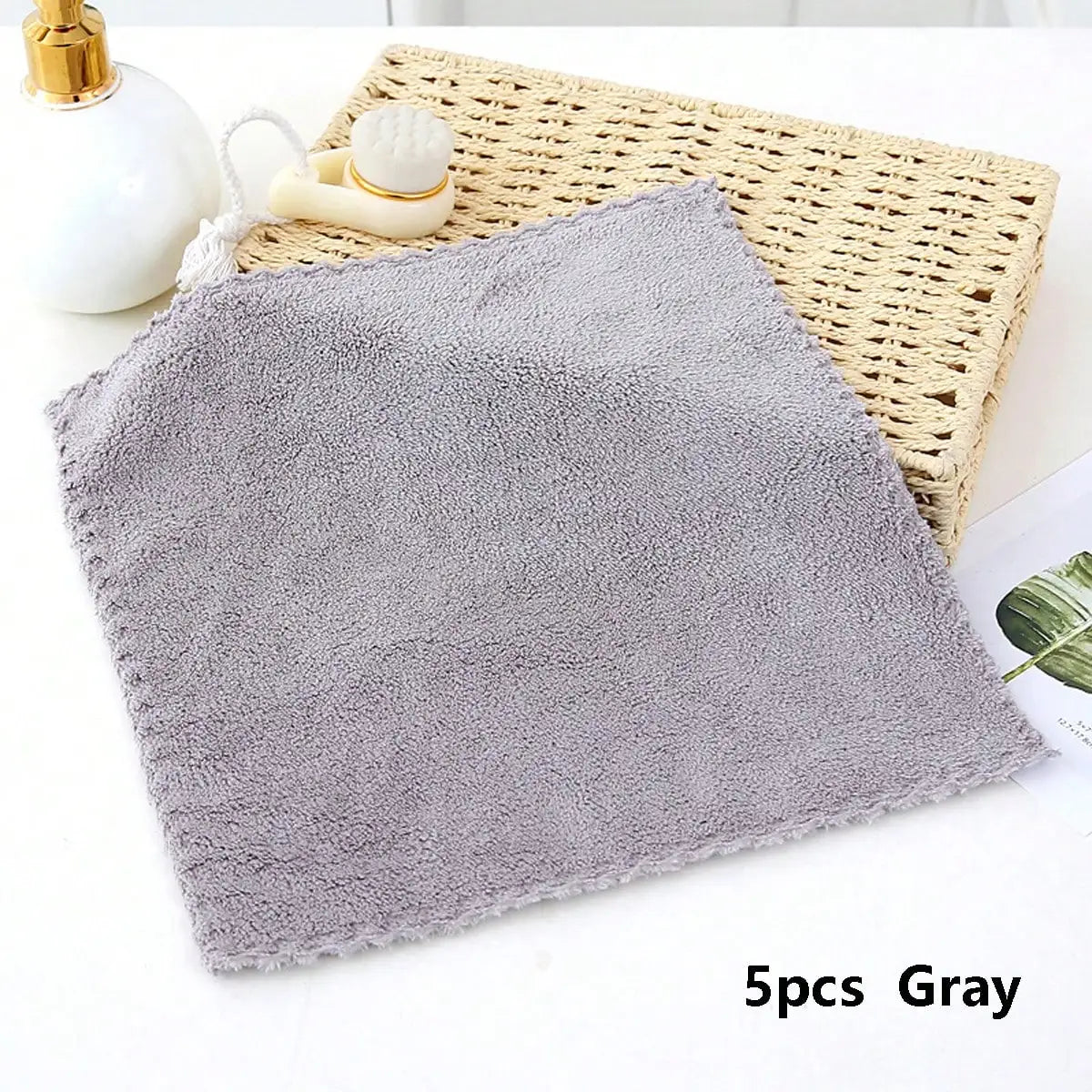 5pcs Fleece Washcloths Set, Soft & Absorbent