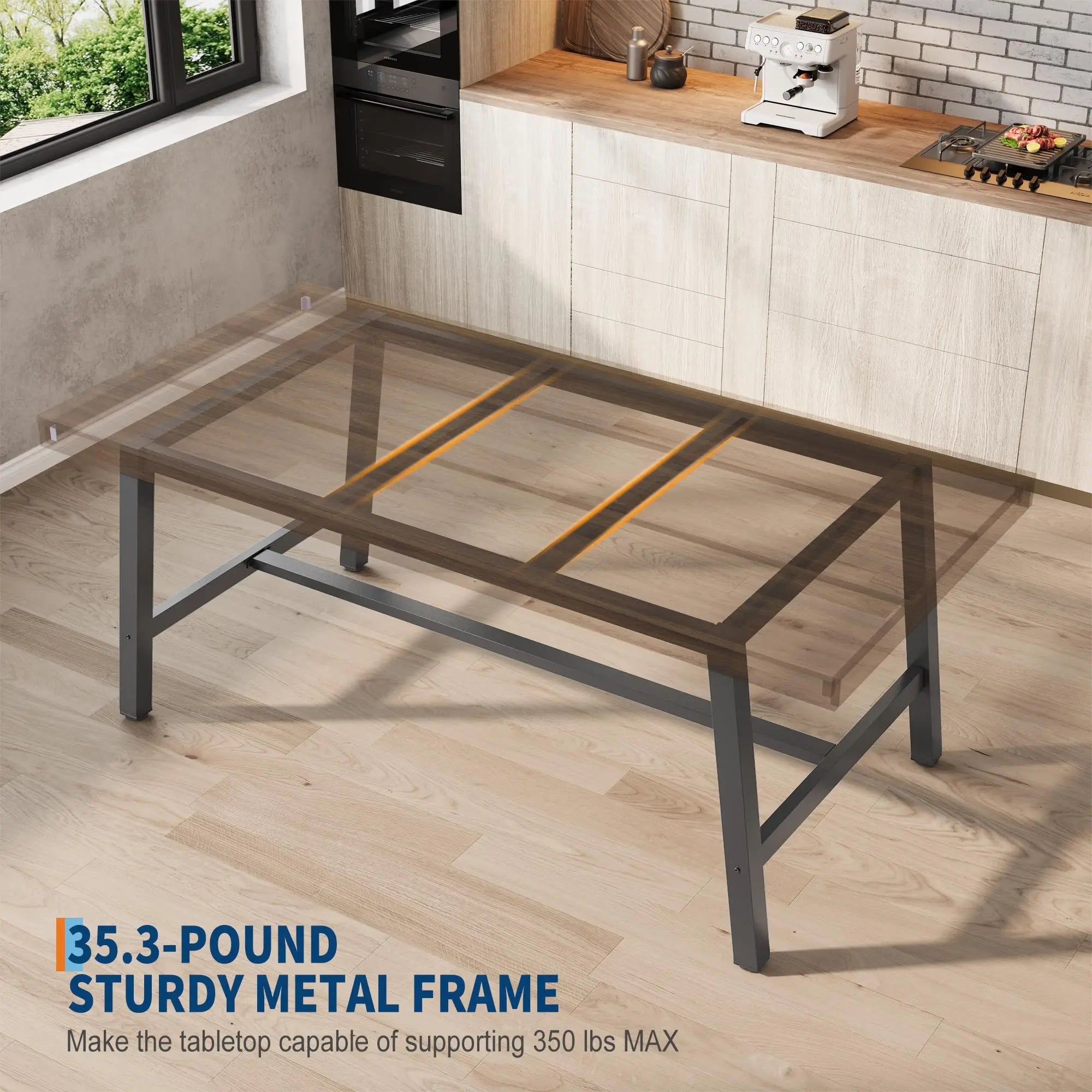 70.87" Industrial For 6-8, Wooden Rectangular