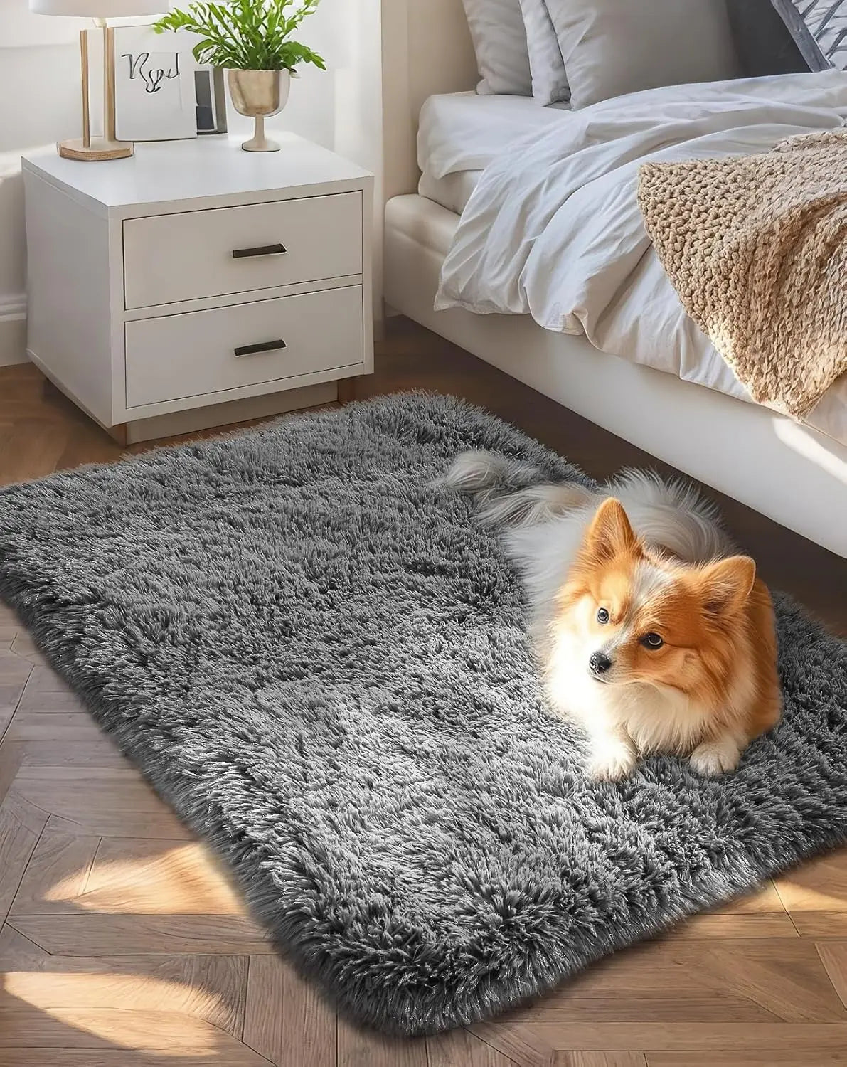 Plush Grey Shag Soft Thick Indoor