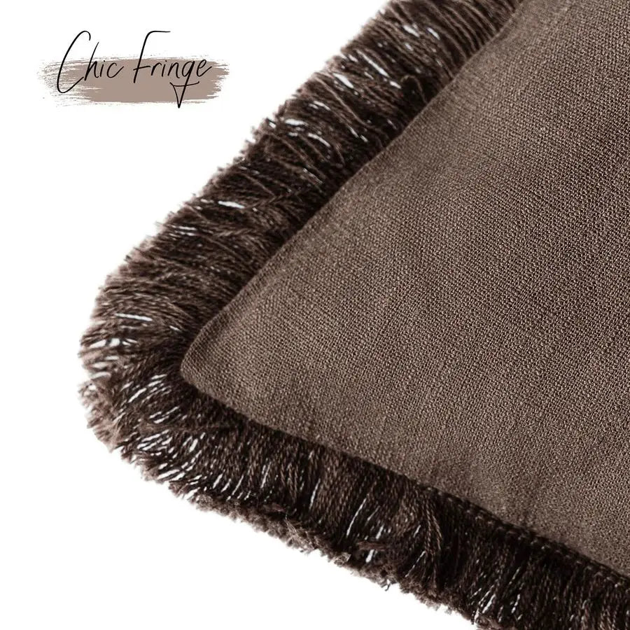 2 Decorative Linen Fringe Covers