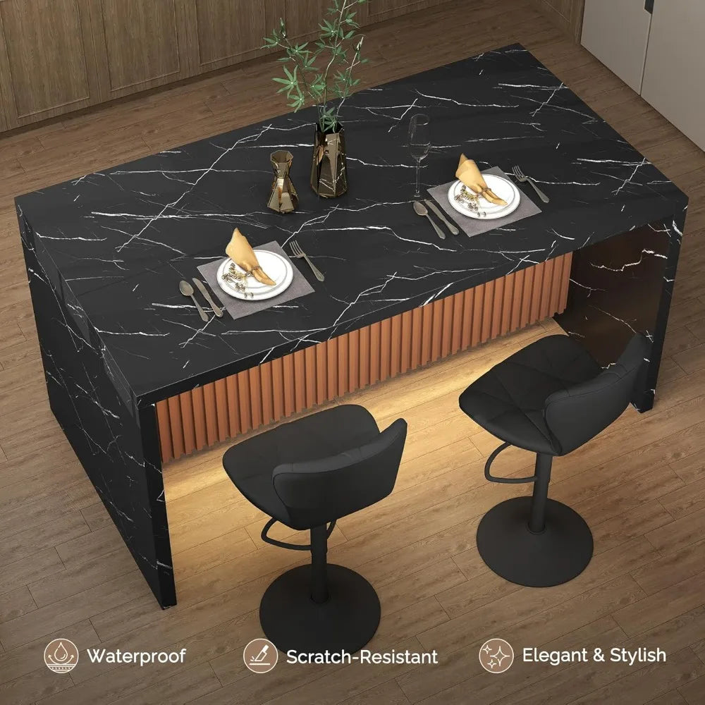 63x32" Large Modern Rectangle for 4-6 Faux Marble Island