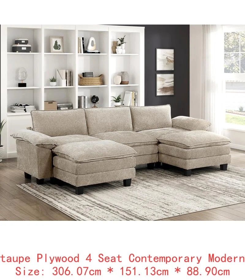 Plush Cenille Modular Sectional Sofa Set
