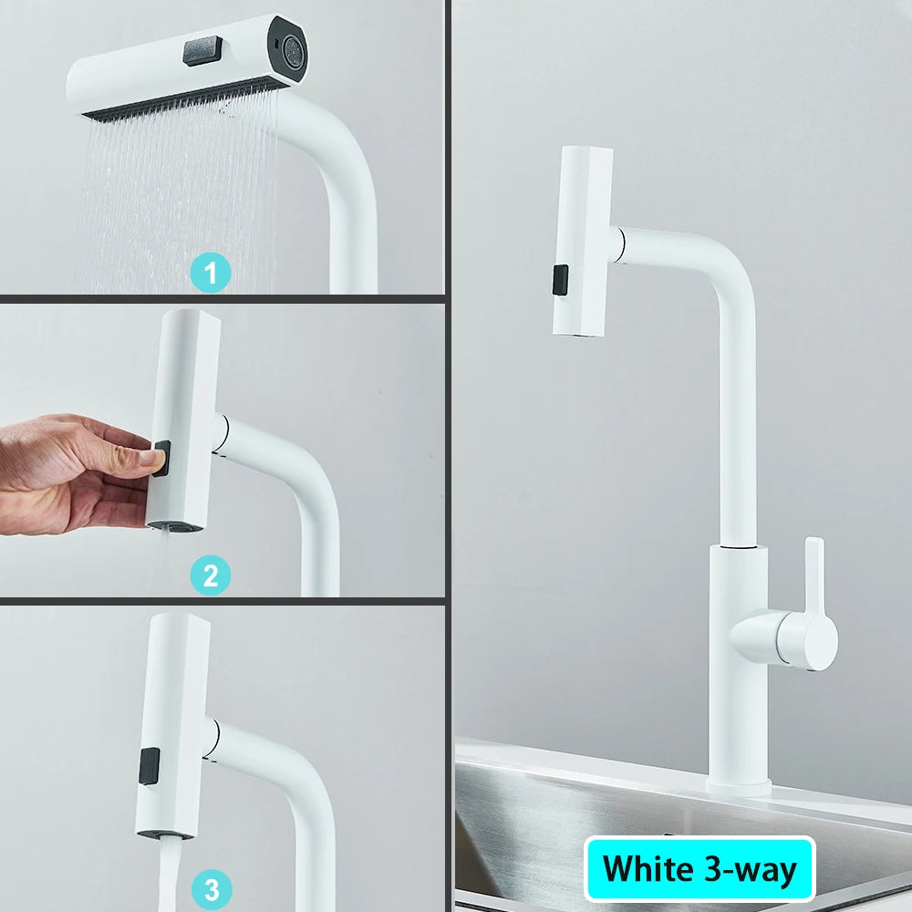 Black Pull Out Rotation Waterfall Sprayer