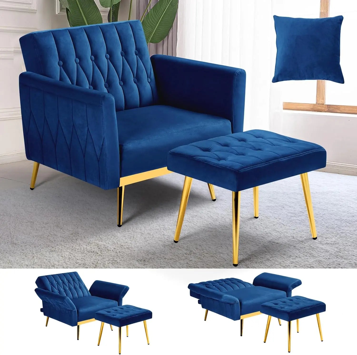 Upholstered Reclining Chair Adjustable Armrests