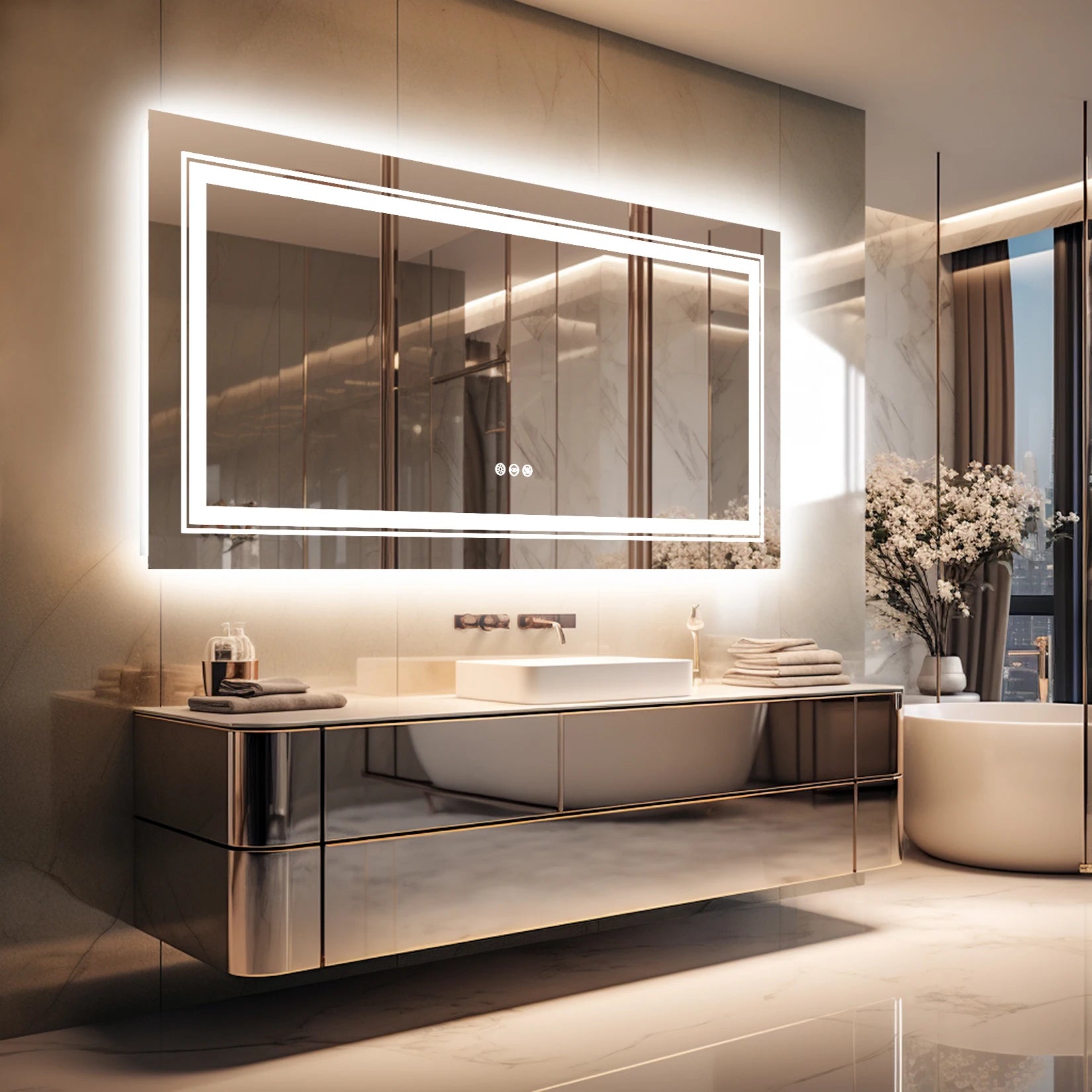 LED Bathroom Mirror Large Illuminated Dimmable