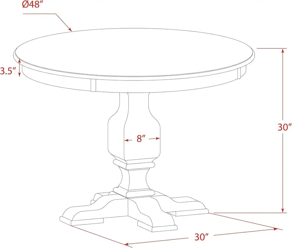Round Wooden Table-Top Pedestal Base, 48x48