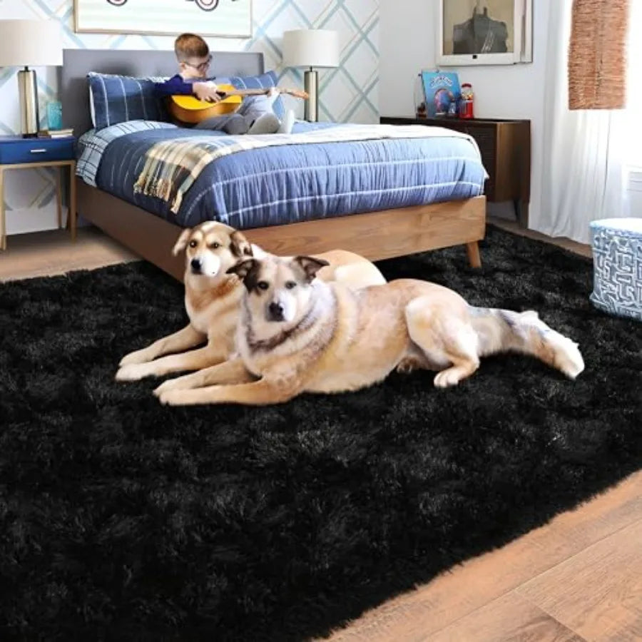 8x10 Plush Ultra Soft Shag Black