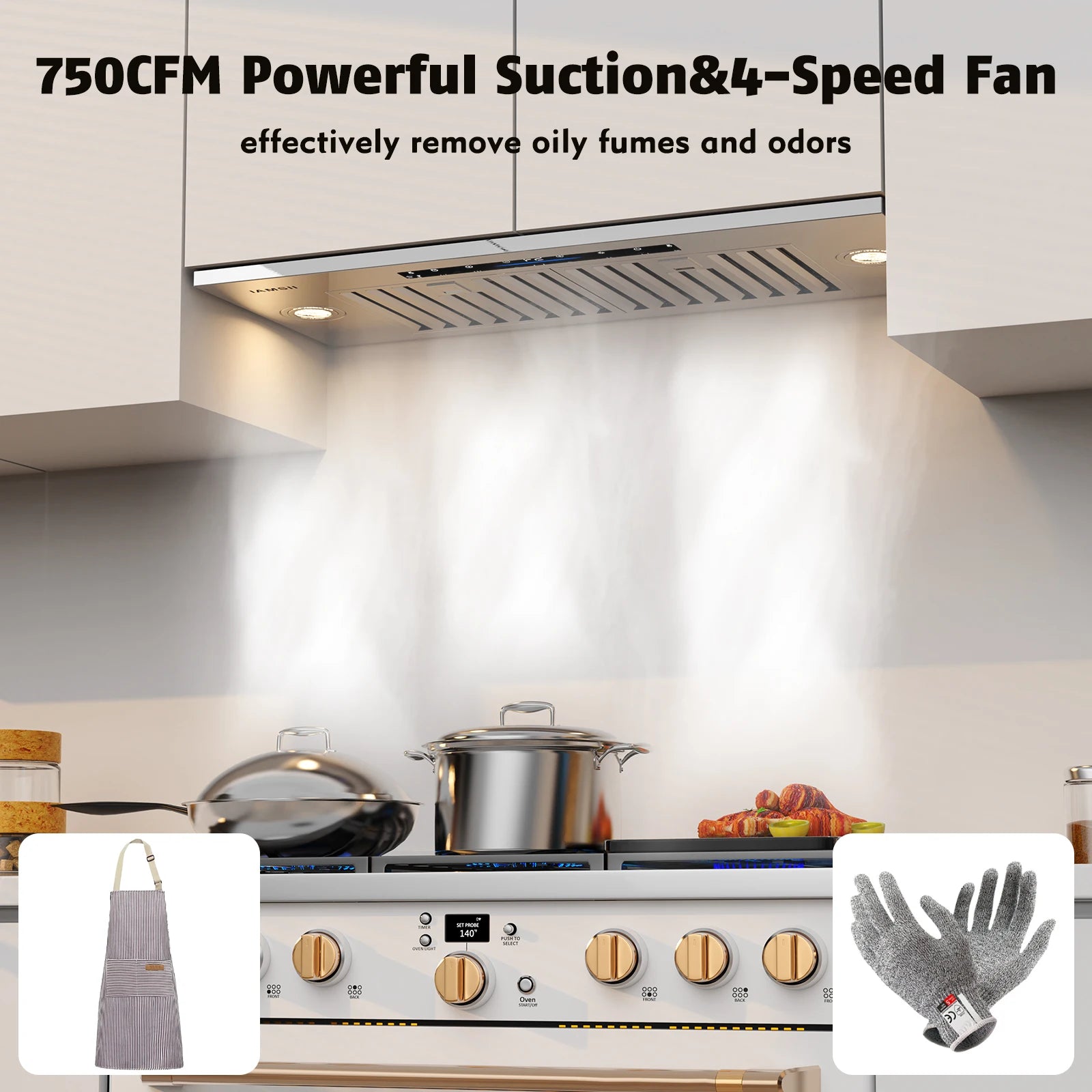 Range Hood 30/36" Built-in 750 CFM, Ducted/Ductless