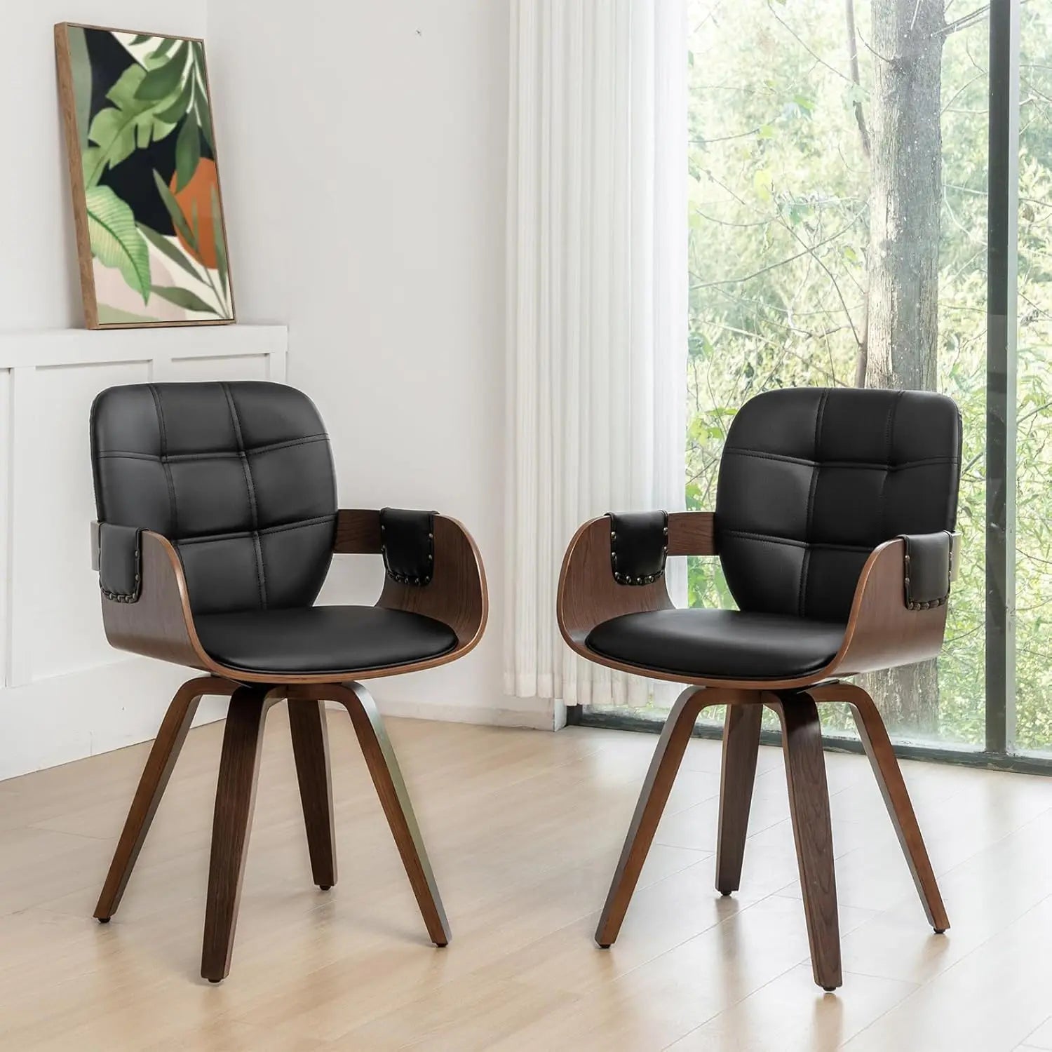 2 MCM Swivel Faux Leather