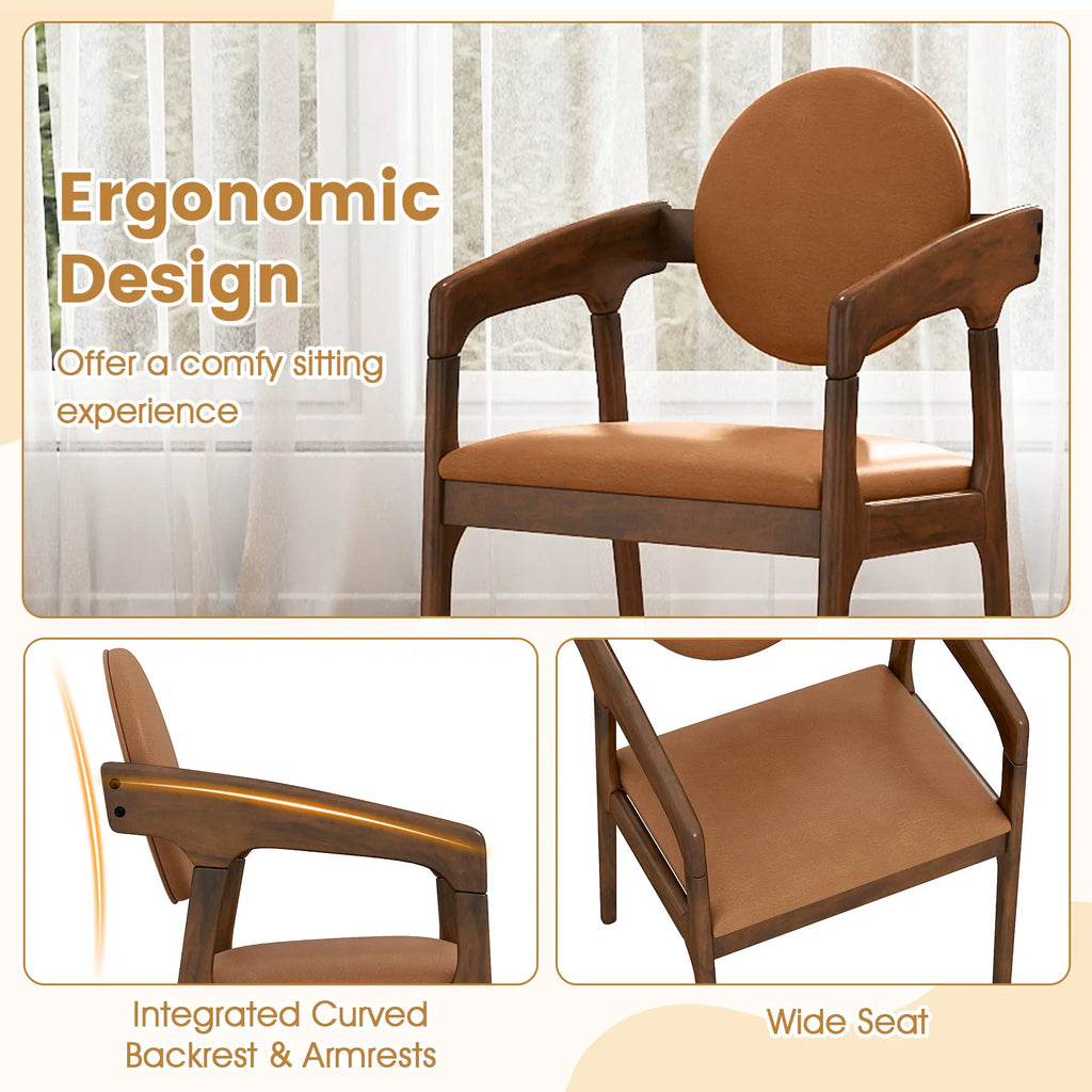 2 Wooden Dining w/Padded Seat & Back