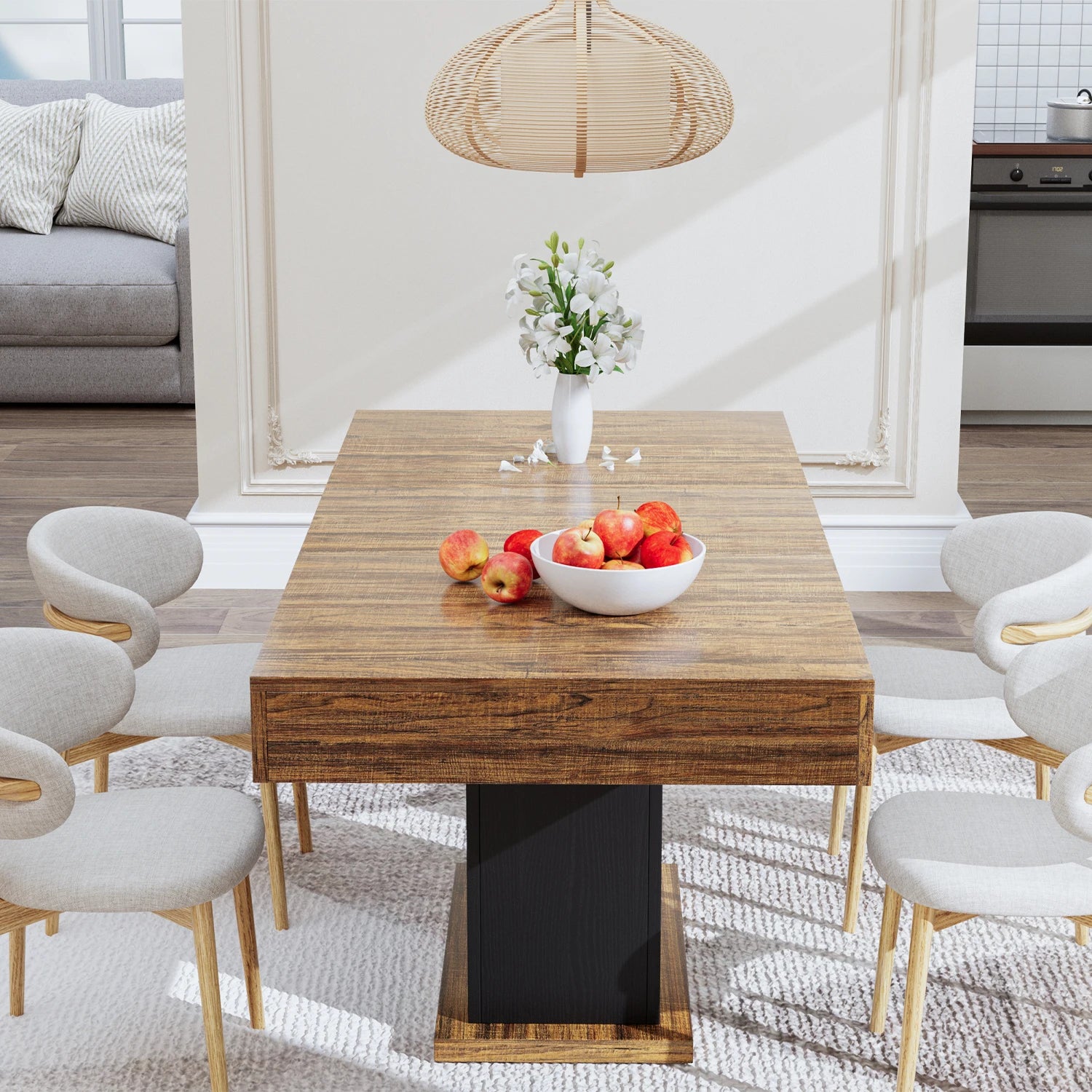 55" LED w/2 Drawers Wood Pedestal Base for 4-6