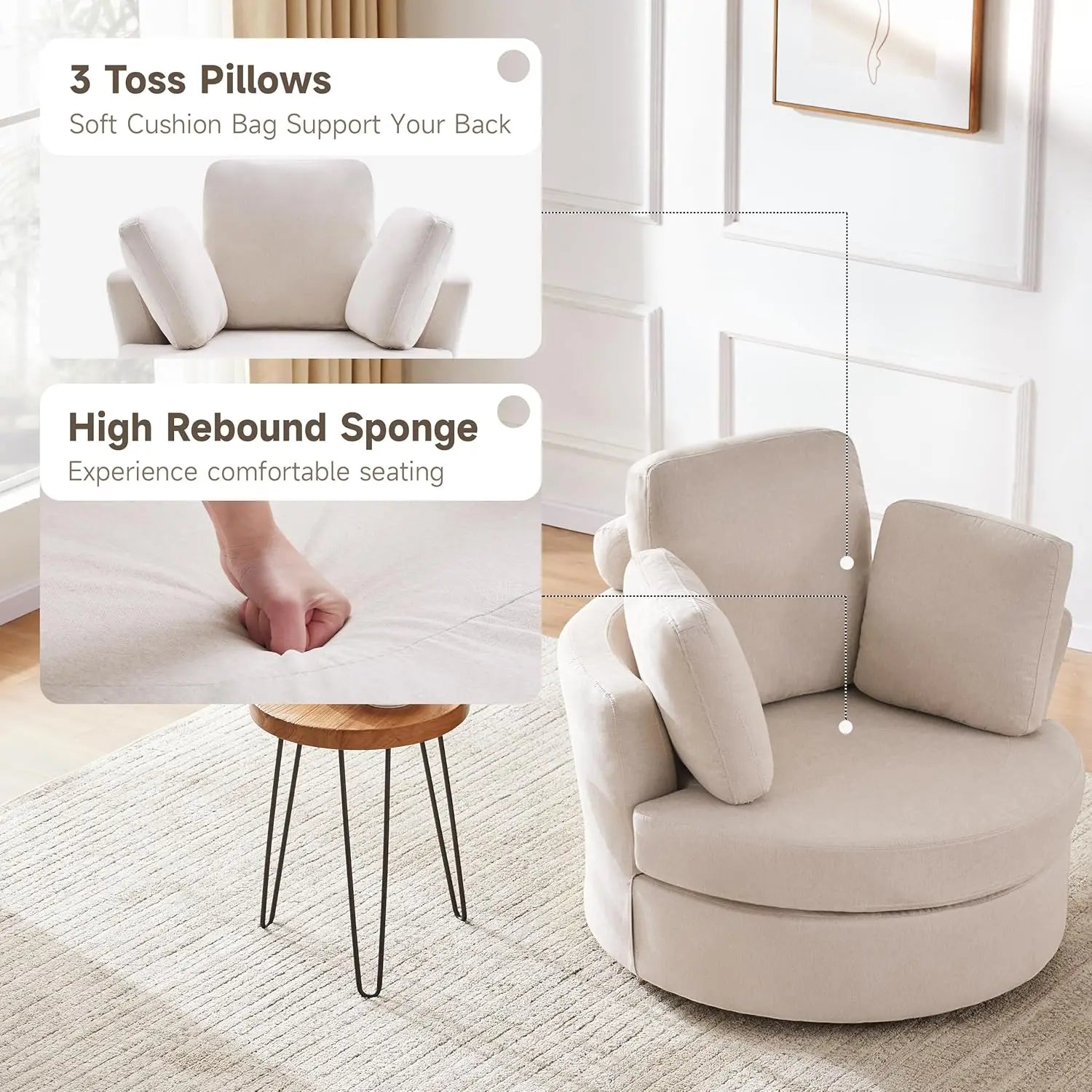 39' Swivel Accent Chair