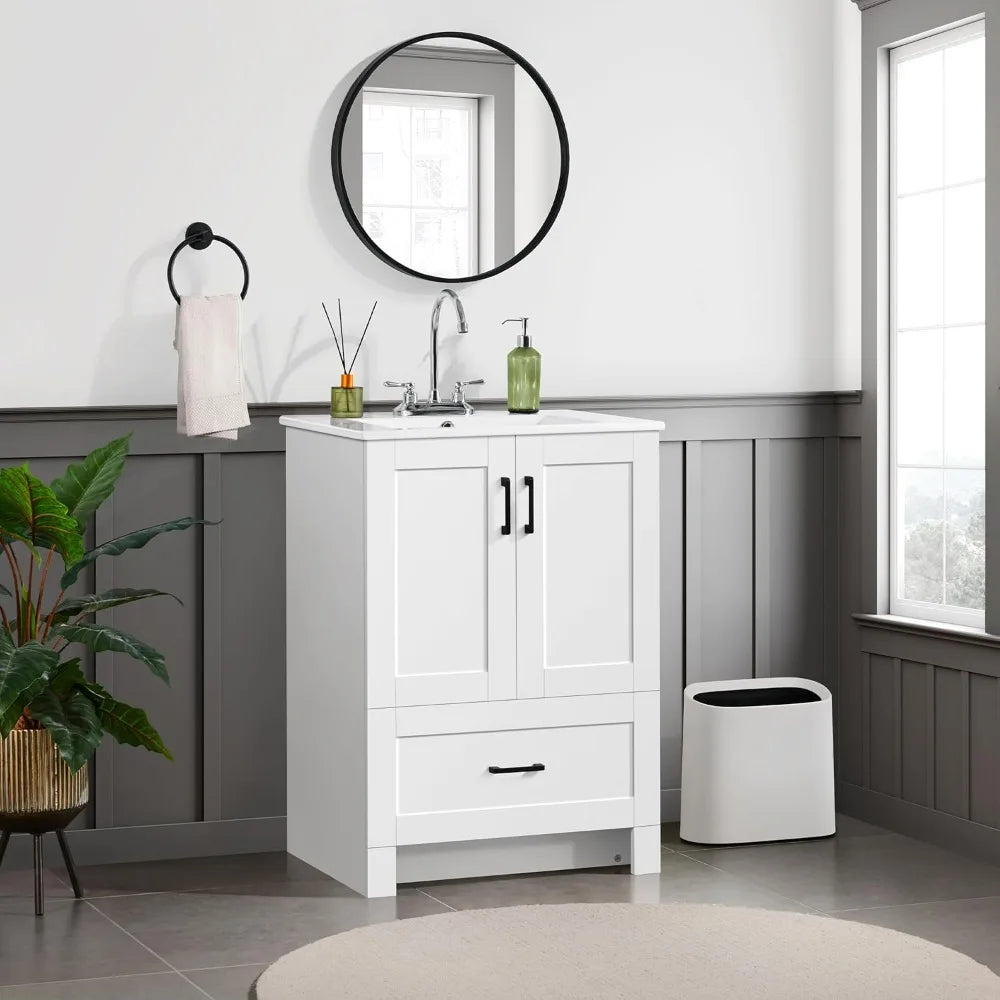 24.5" Bathroom Vanity W/Ceramic Sink