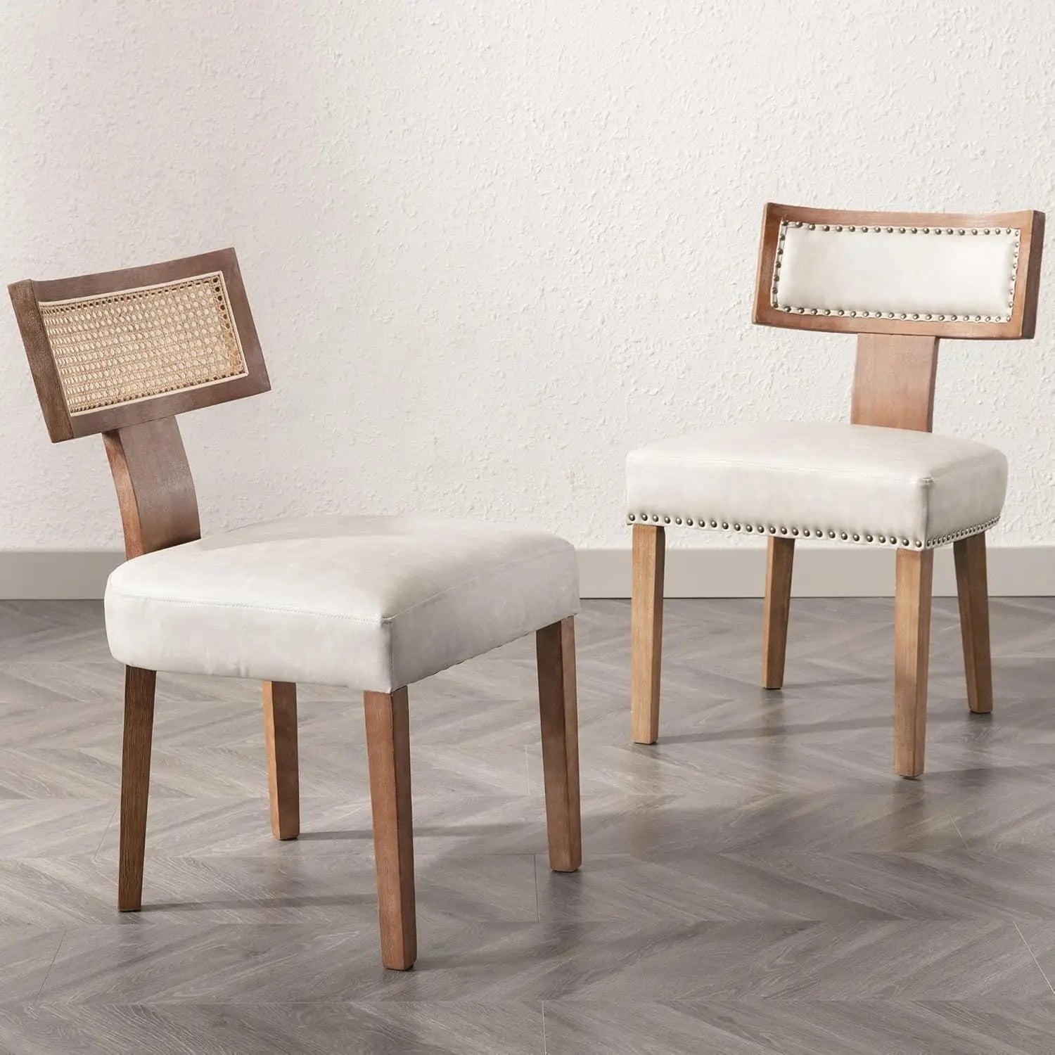 Upholstered PU Leather w/Wood Leg