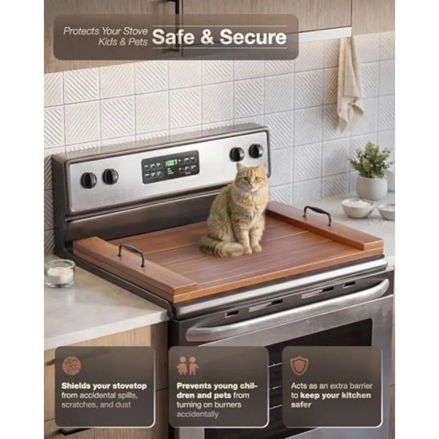 Stove Cover Acacia Wood, RV Stovetop/Sink