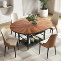47.2"-63" Extendable Round Solid Wood & Metal