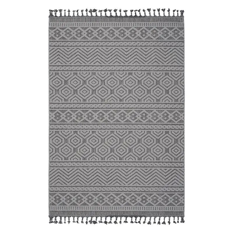 6x9 Geometric Indoor/Outdoor Grey/White