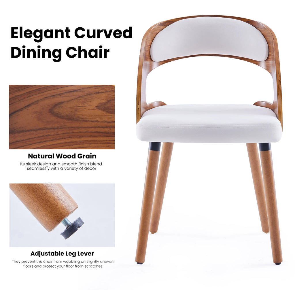 2 Wood Modern Upholstered Curved Backrest
