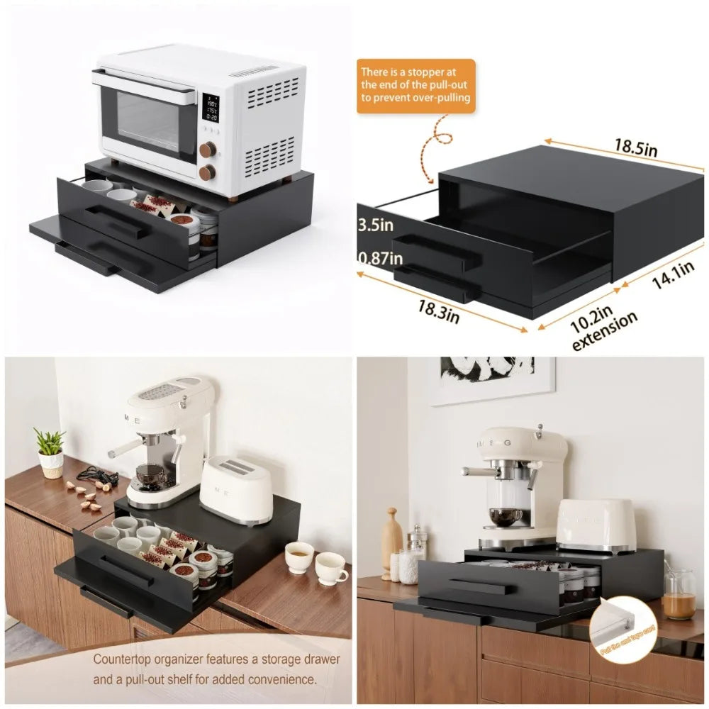 MW Stand W/Pull-Out Drawers/Shelves