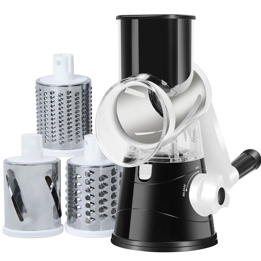 Vegetable Slicer Shredder, 3 Drum Manual Grater