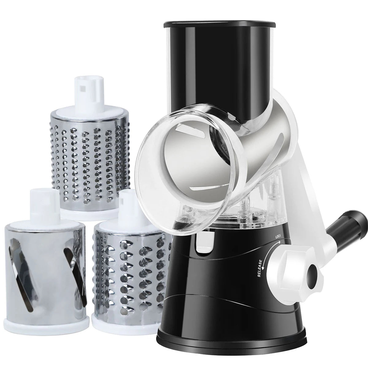 Vegetable Slicer Shredder, 3 Drum Manual Grater