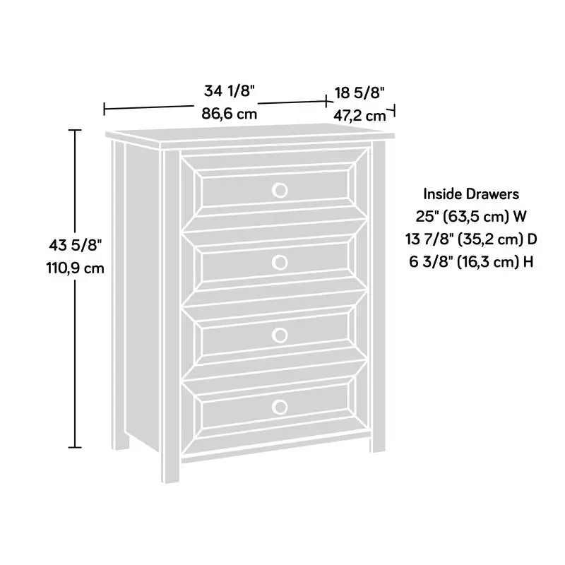 4-Drawer White Oak Finish Storage Chest