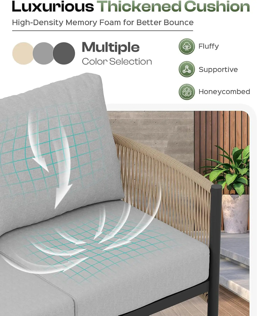 Aluminum Patio Set, HDPE Rope 5-Piece