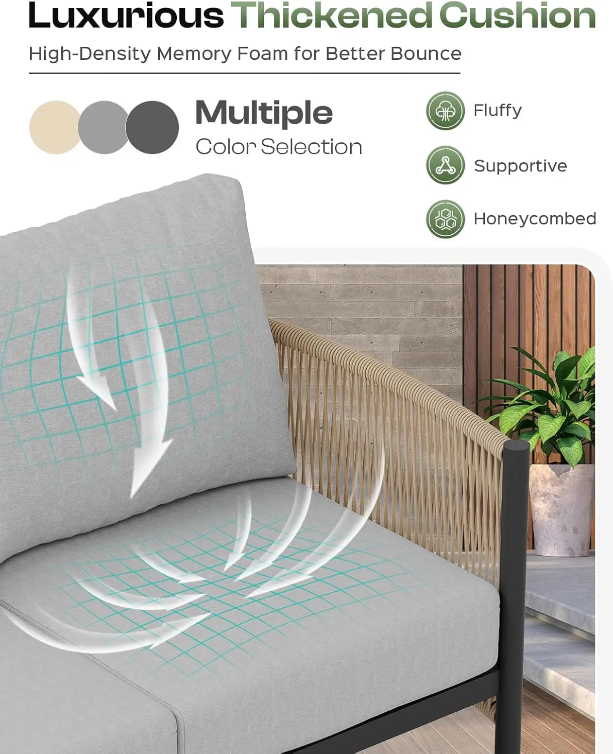 Aluminum Patio Set, HDPE Rope 5-Piece