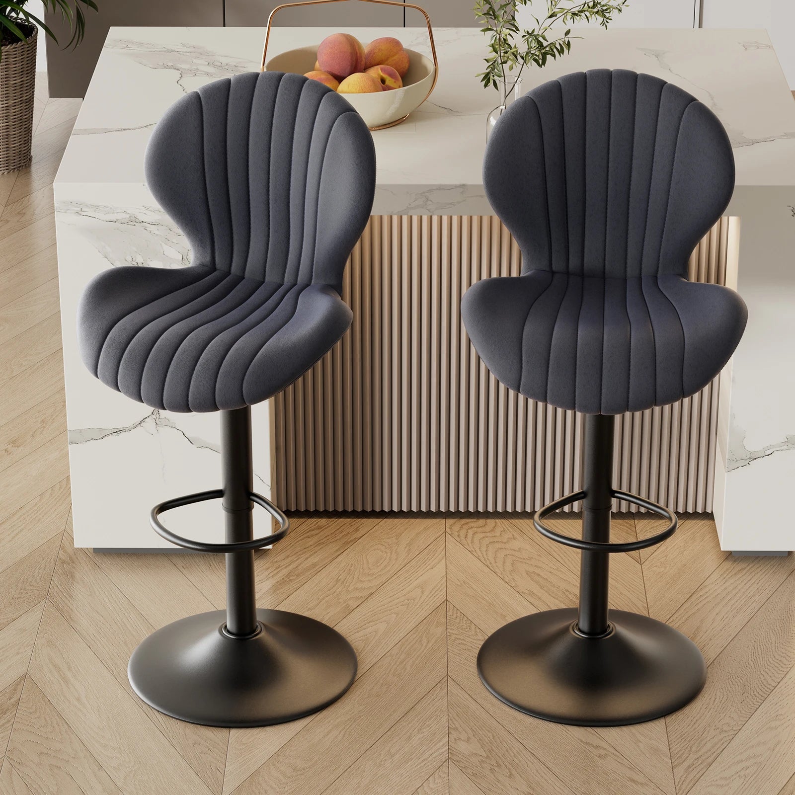 (2) Adjustable Modern Bar Stools