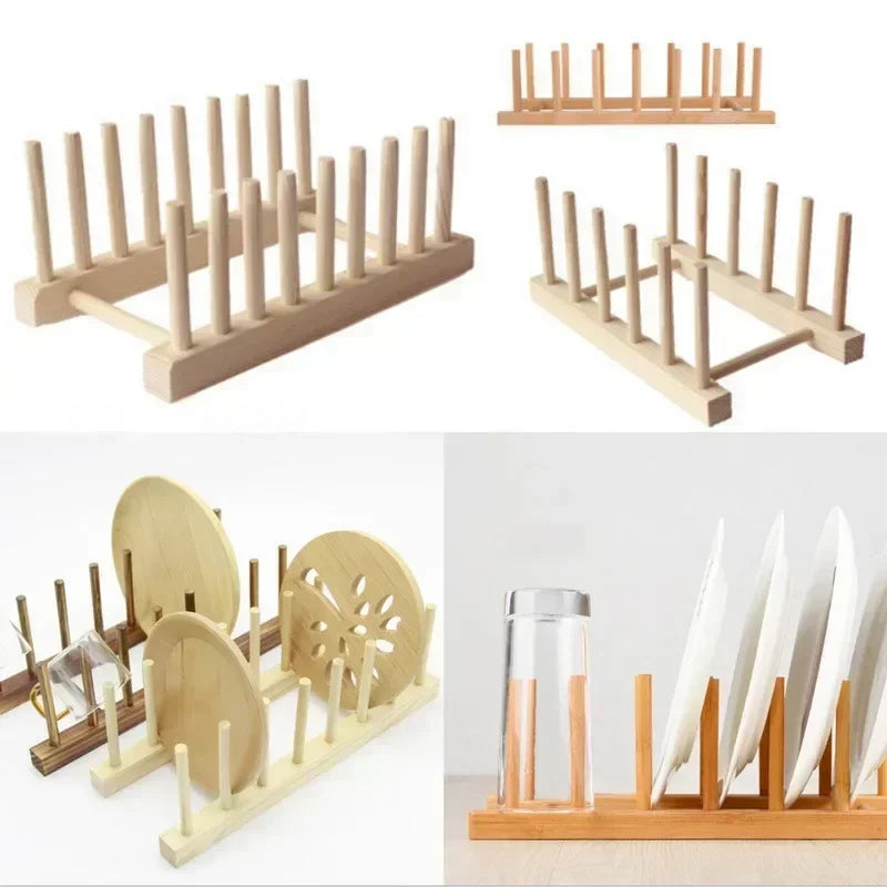 Wooden Dish Drainer Rack Plate Stand