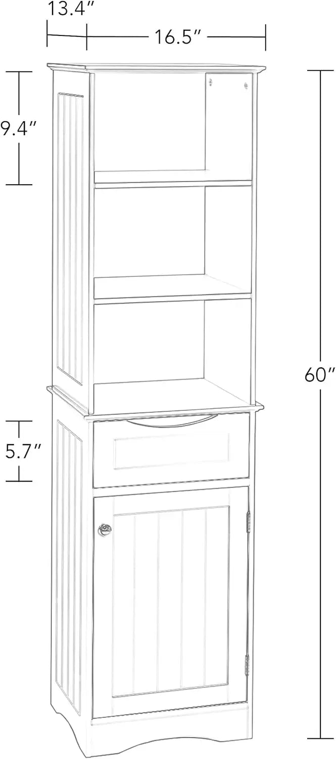 Freestanding Bathroom Storage Cabinet W/3 Shelves