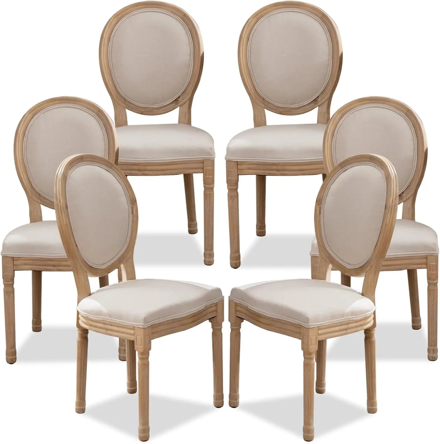 6 French Beige Farmhouse Round Back