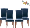 4 Blue Upholstered Nailhead PU Leather