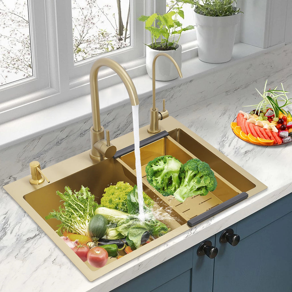 Gold Drop in 23.62x17.72" Stainless Single Bowl