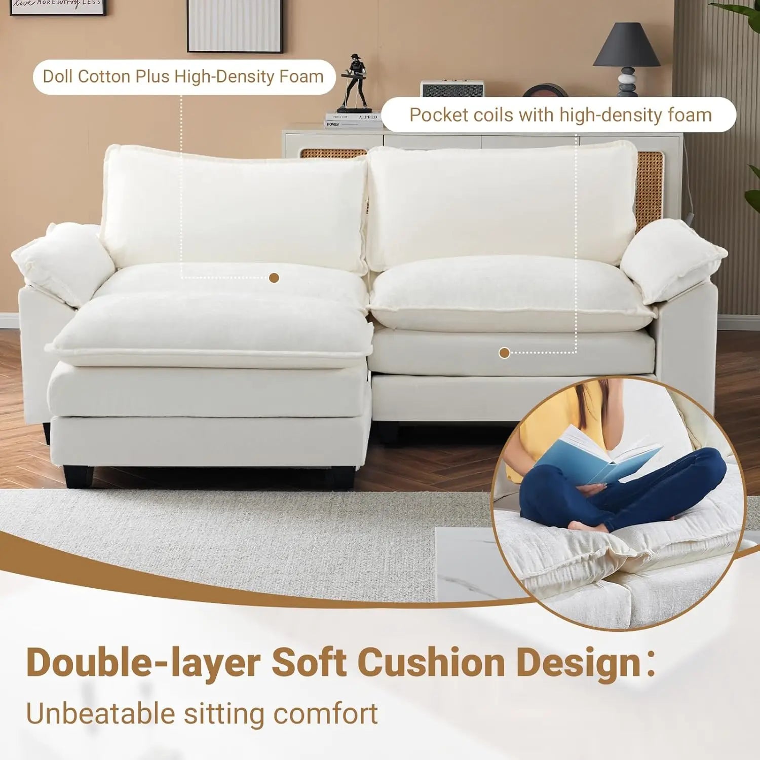 87" Convertible Sectional L-Shaped