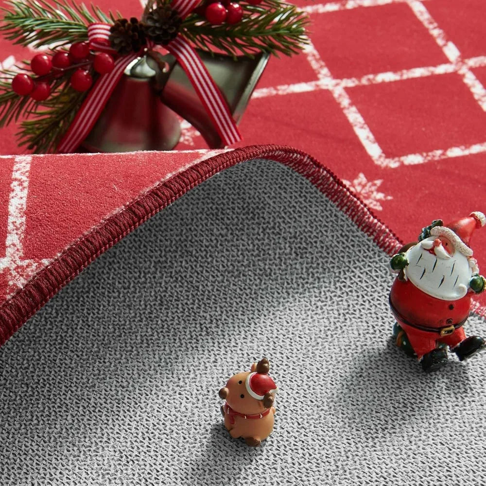 8x10 Washable Christmas Geometric Red