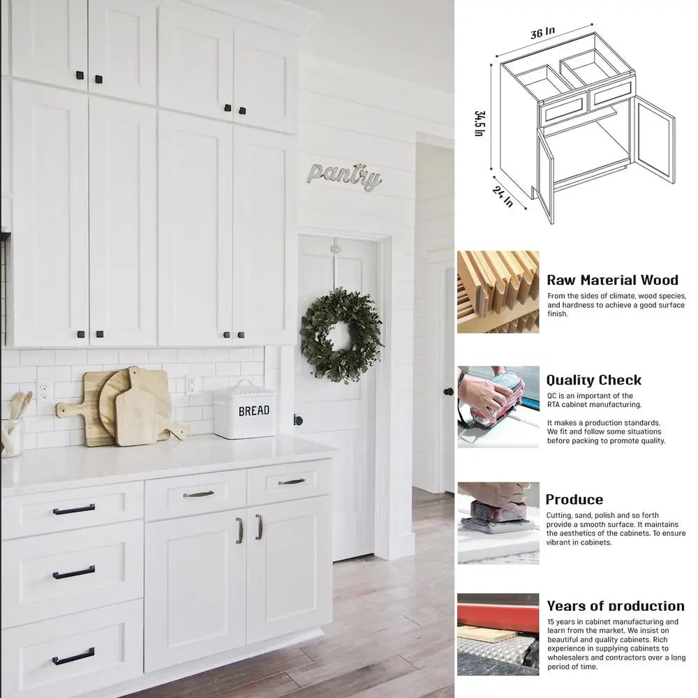Base RTA White Shaker Plywood Box, Painted 36X34"