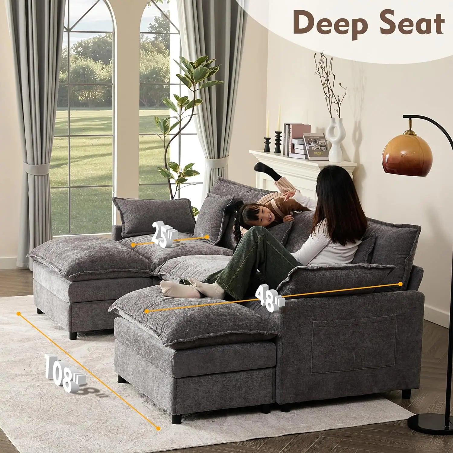 108" U Shaped Couch Sectional