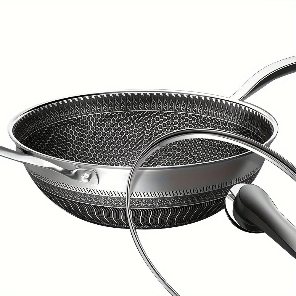 Stainless Steel Wok, 13.3 Inch Non-Stick Stir-fry
