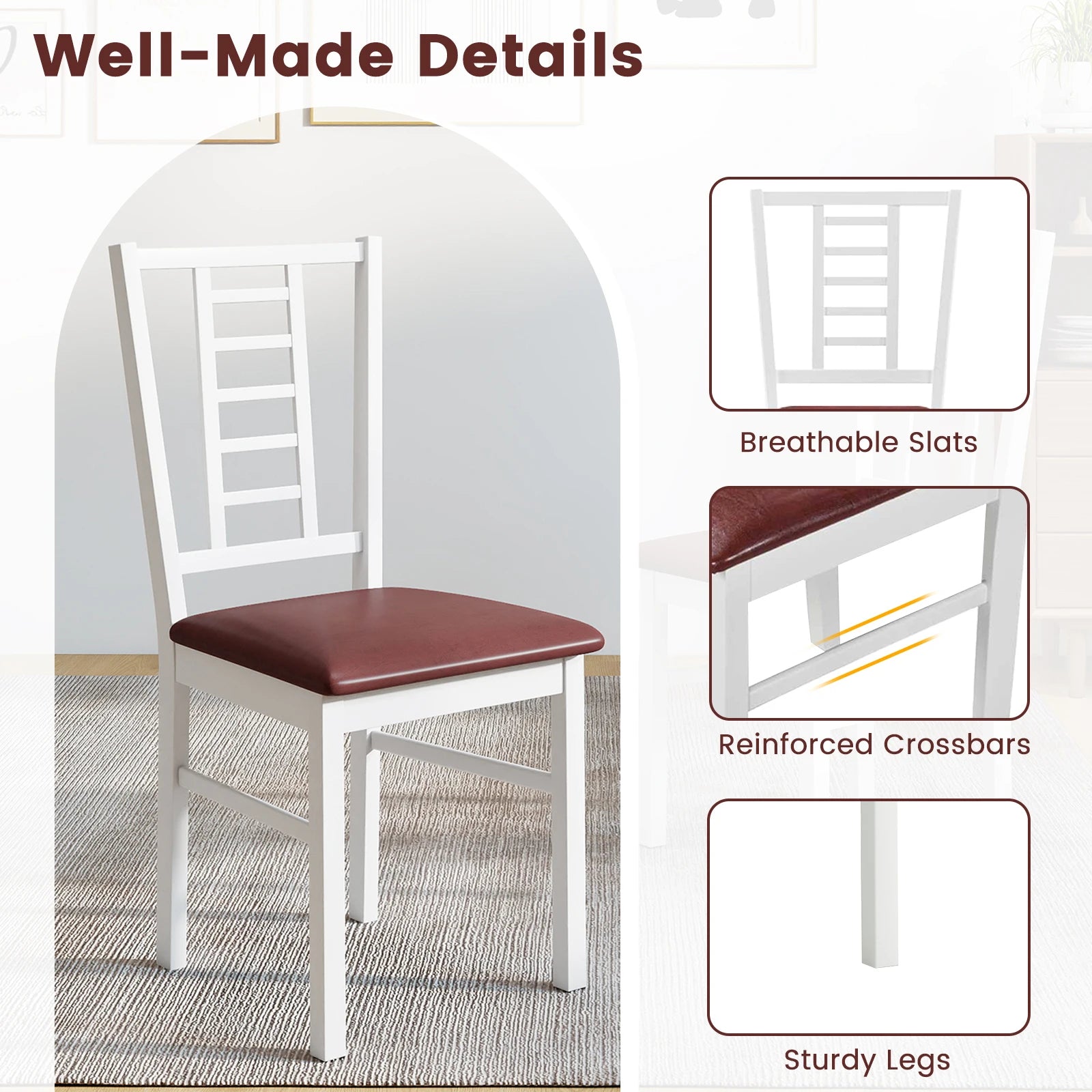 2 Wood Dining Chairs Padded Seat