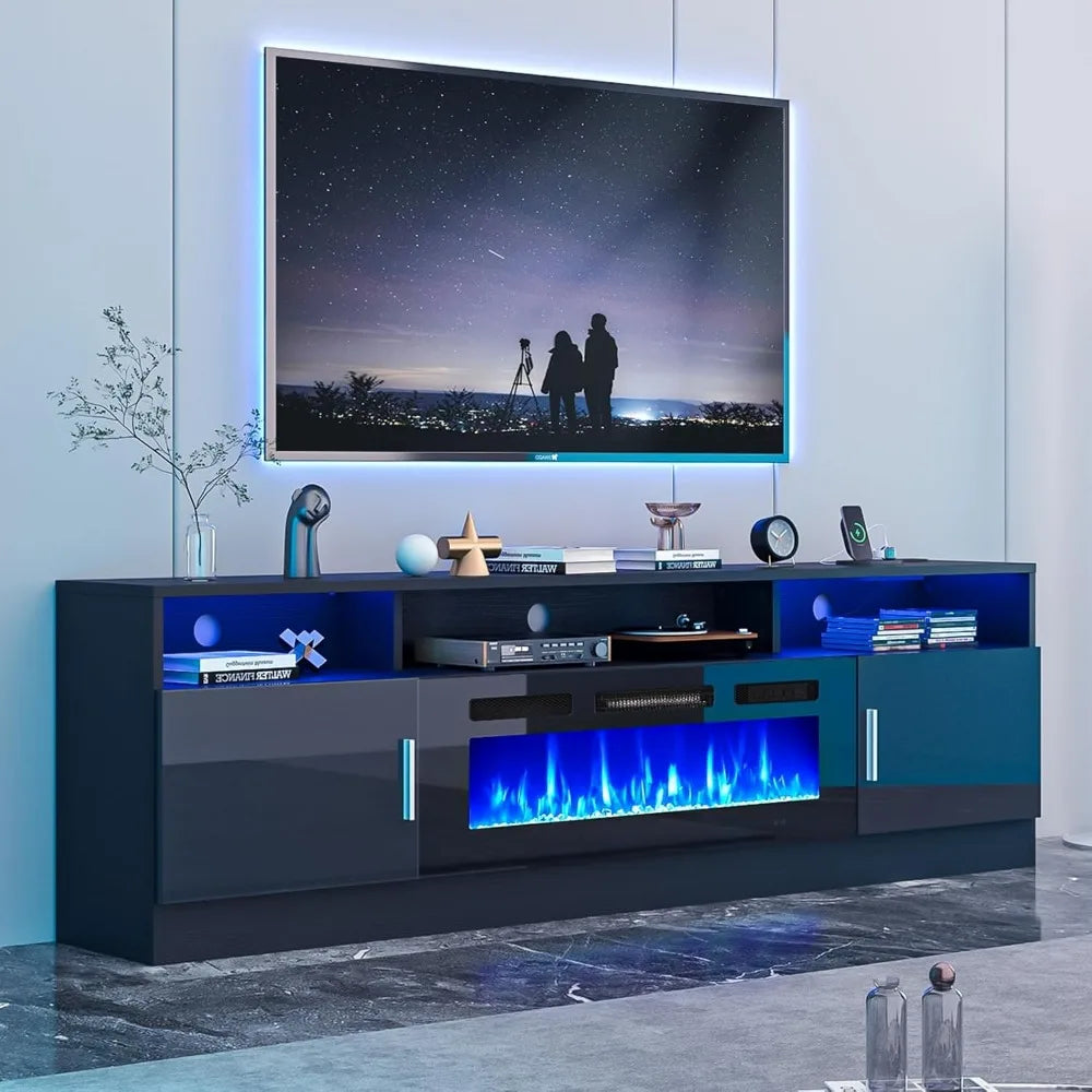 70" Fireplace TV Stand LED Light