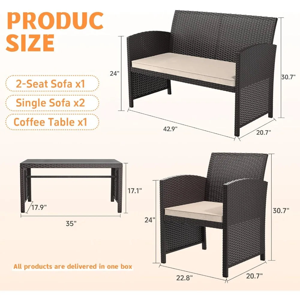 4-Piece Whicker Patio Set